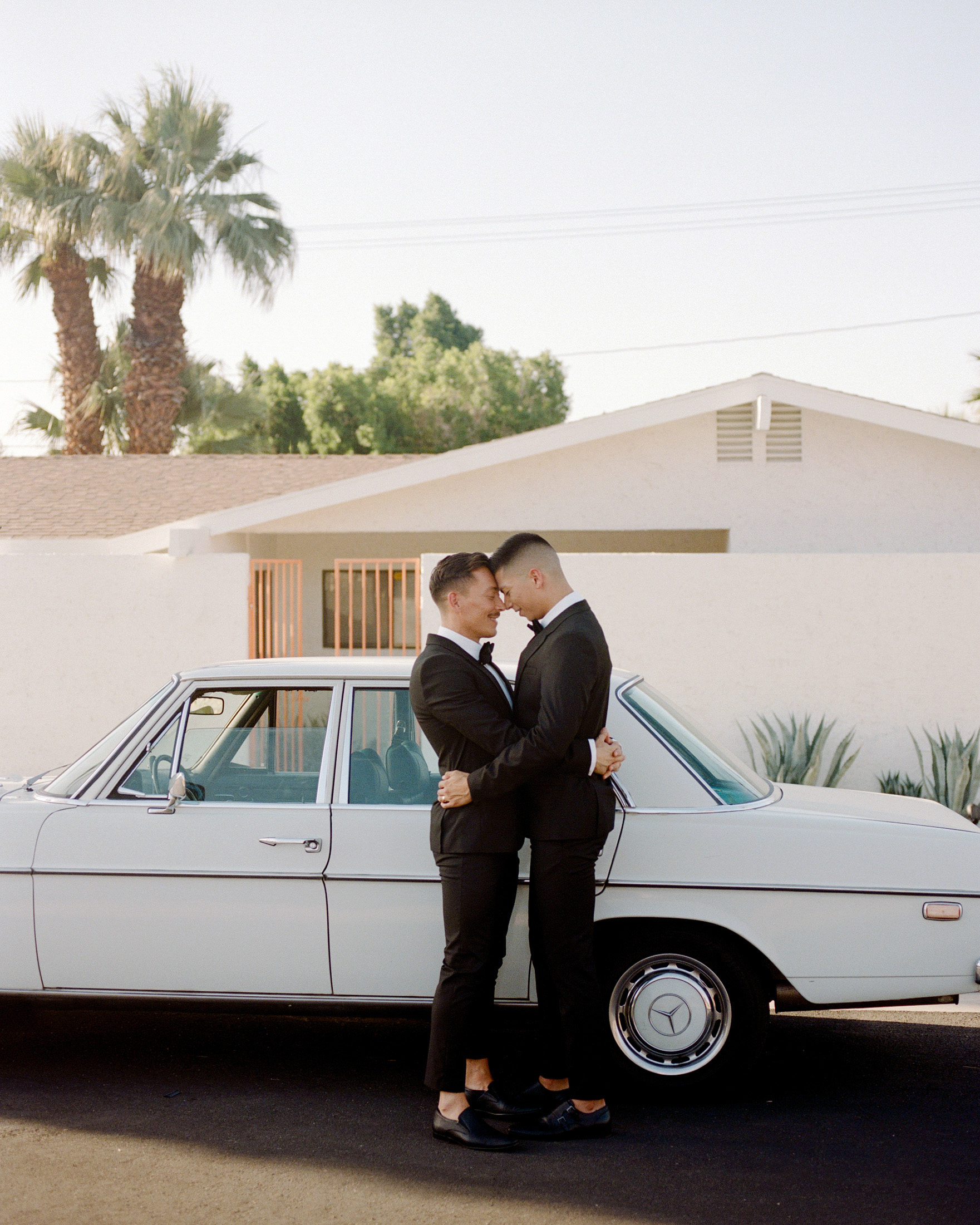 A mid-century modern wedding photography shoot on film